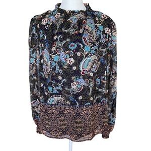 Anthropologie Fig and Flower Paisley Floral Long Sleeve Blouse - Size Medium